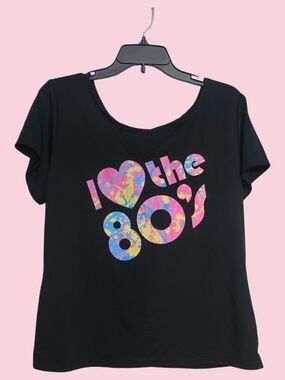 Women’s Black Graphic 'I Love the 80's' Short Sleeve Tee